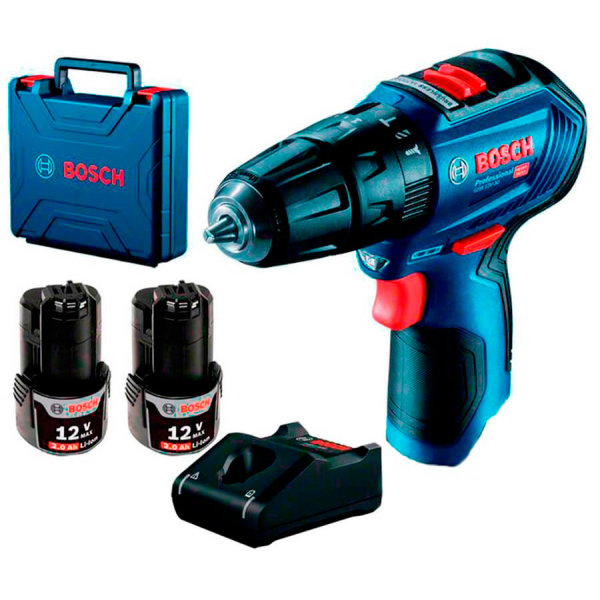 Акумуляторний ударний шуруповерт Bosch GSB 12V-30 Professional, 2x12V 2Ah, з/п, кейс