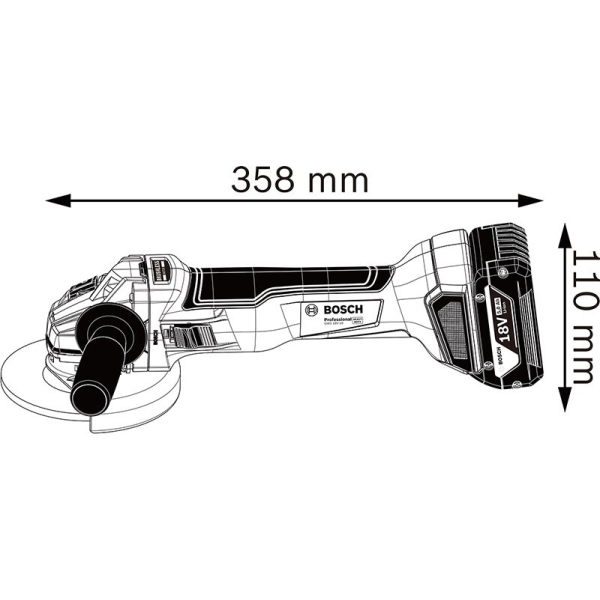 Акумуляторна кутова шліфмашина Bosch Professional GWS 18V-10, 2x4.0Ah, з/п GAL 18V-40