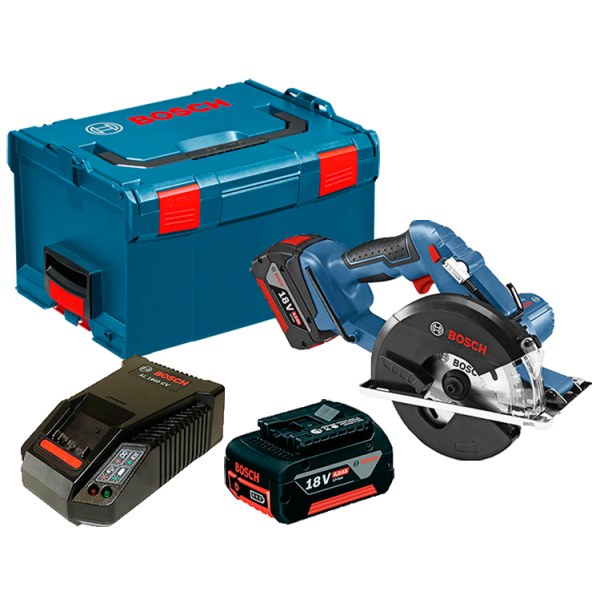 Аккумуляторная циркулярная пила Bosch GKM 18 V-LI Professional, 2x4.0Ah, з/у, в L-BOXX 238