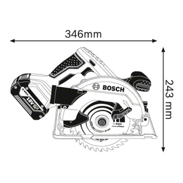 Аккумуляторная циркулярная пила Bosch GKS 18V-57 Professional Solo, каркас