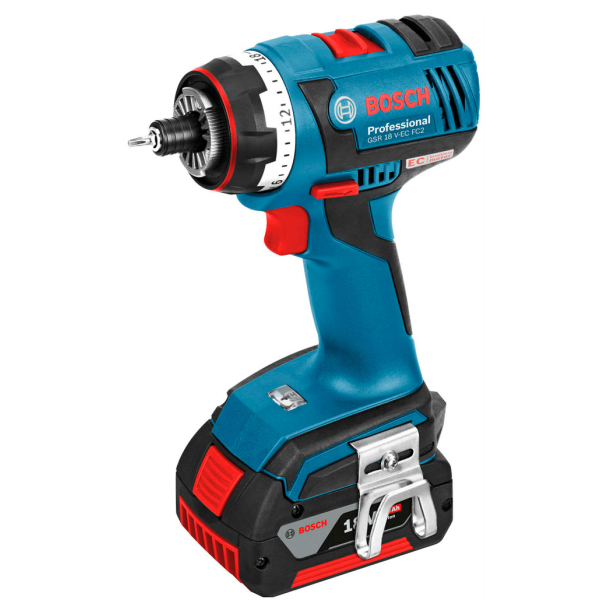 Акумуляторний ударний шуруповерт Bosch GSR 18 V-EC FC2, 2x4.0 Ah, з/п AL 1860 CV, в L-BOXX 136 + набір насадок