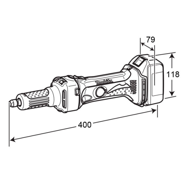 Аккумуляторная прямая шлифмашина Makita DGD 800 RFE, 2x3.0Ah, з/у, кейс