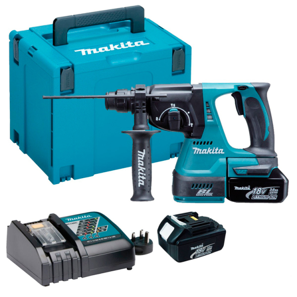 Аккумуляторный перфоратор Makita DHR 242 RFJ, 2x3.0Ah, з/у, в Makpac
