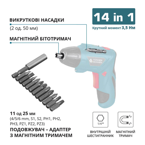 Акумуляторний шуруповерт Konner&Sohnen KS SD-3.6V