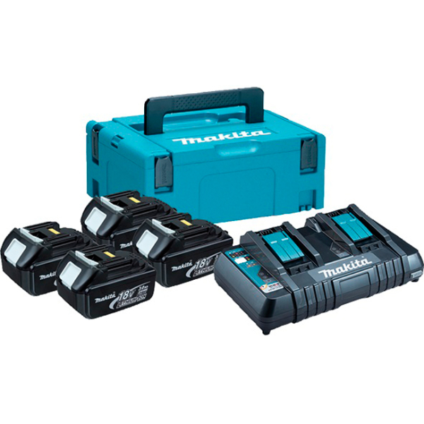 Набір акумуляторів LXT Makita 4xBL1830B, DC18RD в Makpac