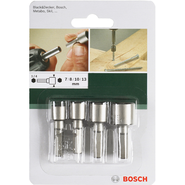 Набор торцевых головок Bosch, 7,8,10,13 мм