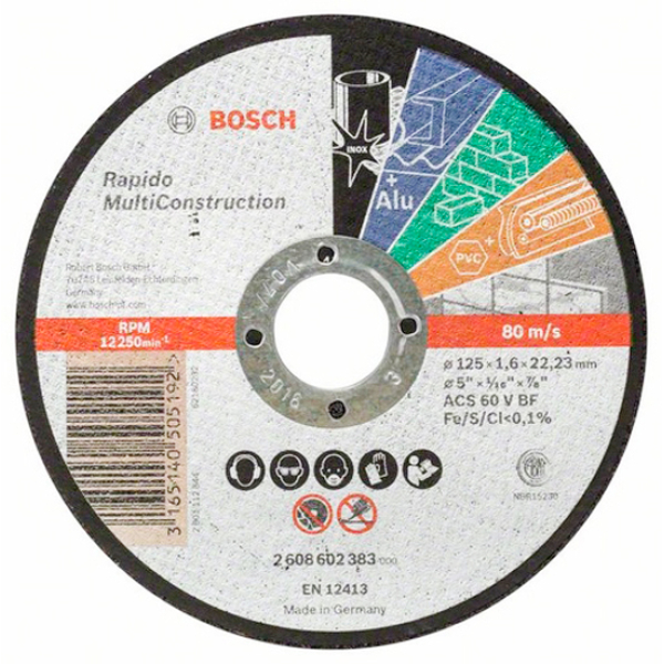Круг отрезной Bosch Multi Construction прямой 125×1,6 мм