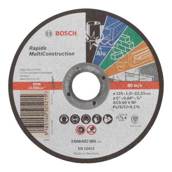 Круг отрезной Bosch Multi Construction прямой 125×1 мм