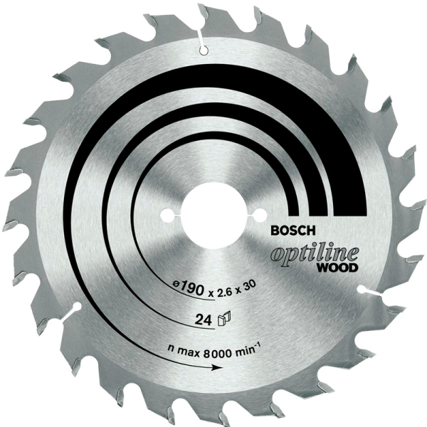 Диск по дереву Bosch Optiline Wood 190×2,6×30, 24 ATB