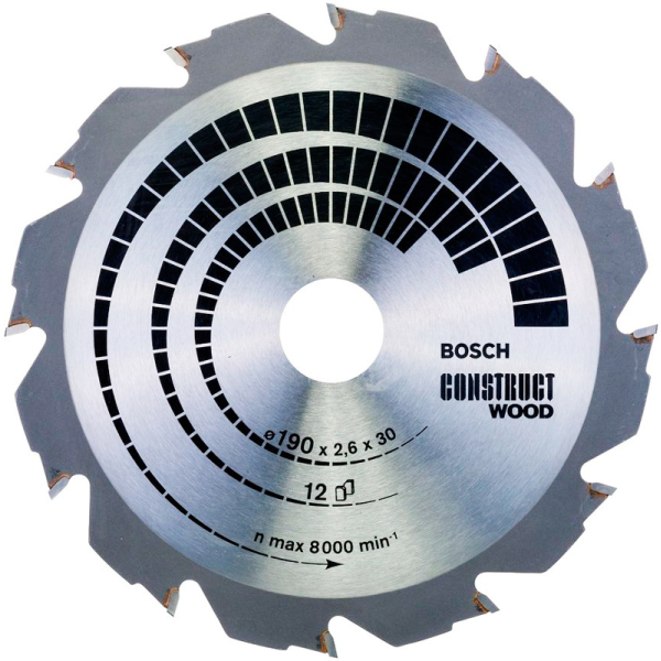 Пильний диск Bosch Construct Wood 190×30×2,6, 12 зубців