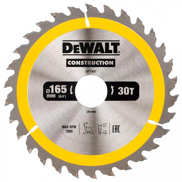Пильный диск DeWALT DT1937, 165х30 мм