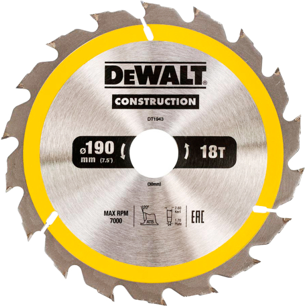 Пильный диск DeWALT DT1943, 190х30 мм