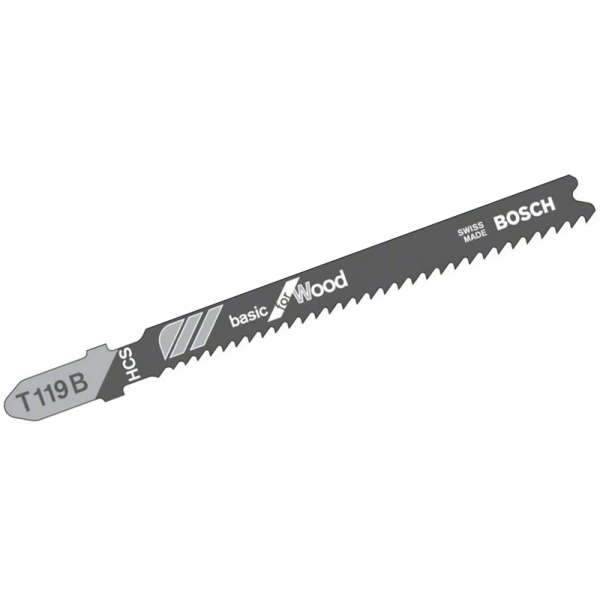 Пилка для лобзика Bosch по дереву T119B, 1,9-2,3×92 мм, 5 шт