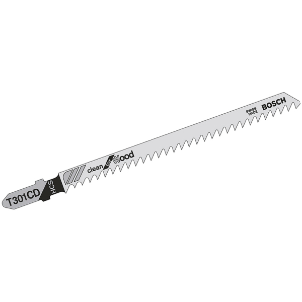 Пилка для лобзика Bosch по дереву T 301 CD, 3×117 мм, 5 шт
