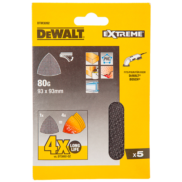 Шлифлисты DeWALT EXTREME DTM3092 K80, 5 шт