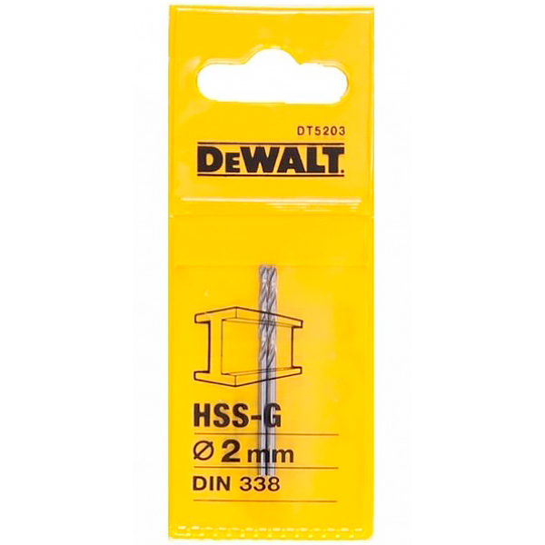 Cверлo по металлу HSS-G DeWalt 2×24×49 мм, 2 шт