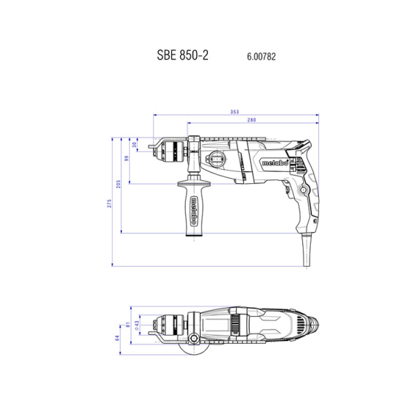 Дриль ударний Metabo SBE 850-2 S, кейс