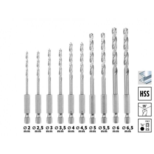 Набор сверл по металлу Einhell HSS, S-Case, 10 шт