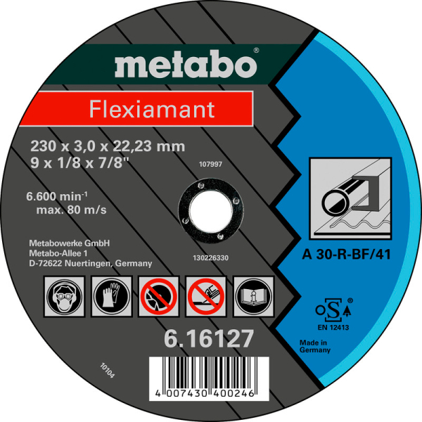 Відрізний круг Metabo Flexiamant TF 41, 230x3x22,23 мм, прямий