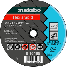 Відрізний круг Metabo Flexiarapid Inox TF 41, 230x1,9x22,23 мм, прямий