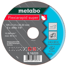 Отрезной круг Metabo Flexiarapid Super Inox TF 41, 125x1x22,23 мм, прямой
