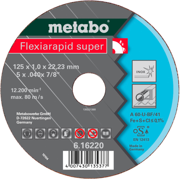 Відрізний круг Metabo Flexiarapid Super Inox TF 41, 150x1,6x22,23 мм, прямий