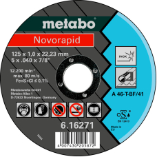 Відрізний круг Metabo Novorapid Inox TF 41, 125x1x22,23 мм, прямий