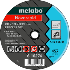 Відрізний круг Metabo Novorapid Inox TF 41, 230x1,9x22,23 мм, прямий