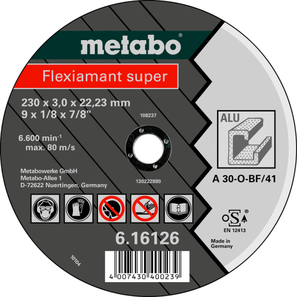 Отрезной круг Metabo Flexiamant Super TF 41, алюминий, 125x2,5x22,23 мм, прямой