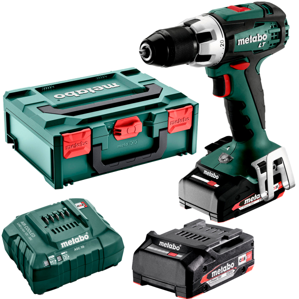 Аккумуляторный шуруповерт Metabo BS 18 LT Compact, 2x2.0Ah, з/у ASC 55, в metaBOX 145