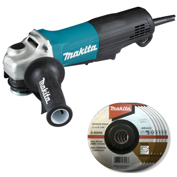 Угловая шлифмашина Makita GA5050 с 5 дисками A-80656