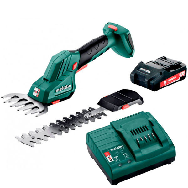 Акумуляторний кущоріз-газонні ножиці Metabo SGS 18 LTX Q, 1 акб Li-Power 18 V 2 Ah, з/п SC 30