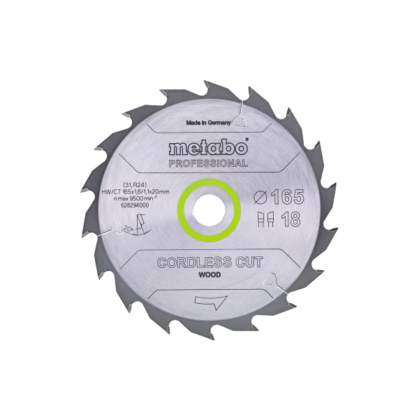 Пиляльний диск Metabo Cordless cut HW/CT 165х1.6/1.1x20, Z18 WZ 20°