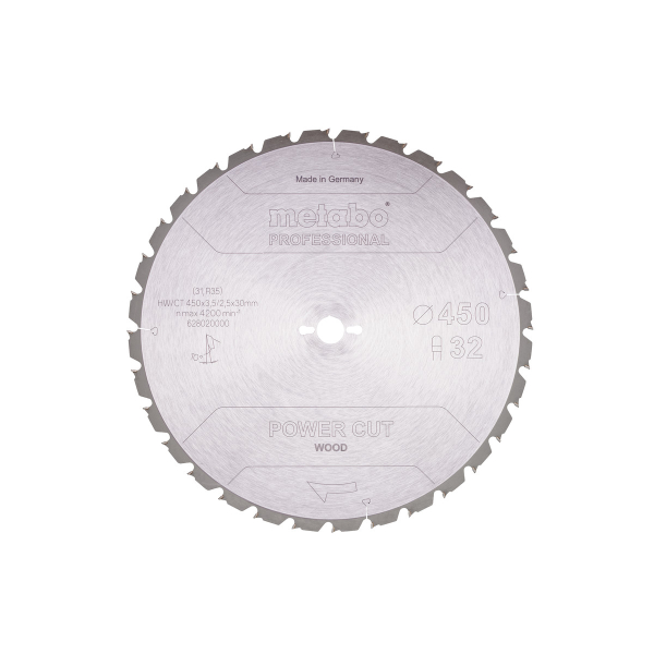 Пильный диск Metabo Power Cut Wood Professional 450х30, Z32 TZ 10°