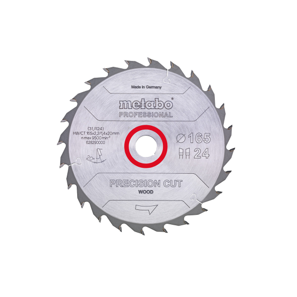 Пильный диск Metabo Precision Cut Wood Professional 165х20 Z24 WZ 20°