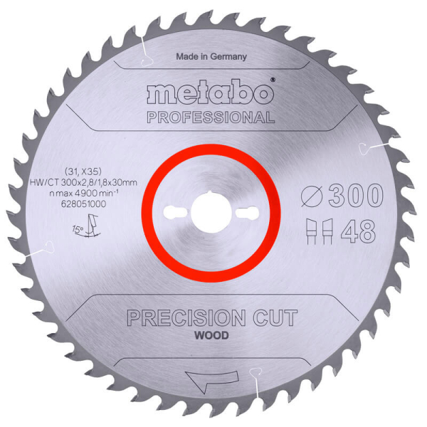 Пильный диск Metabo Precision cut wood - professional, 300x30, Z48 WZ 15°
