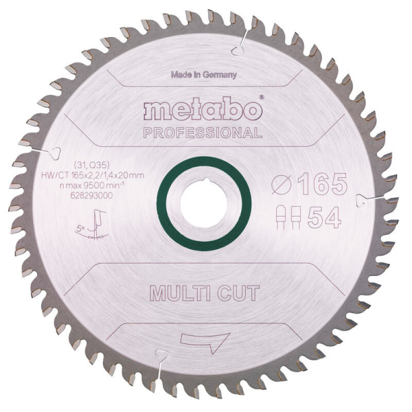 Пиляльний диск Metabo Multi cut - professional, 165x20 Z54 FZ/TZ 5°
