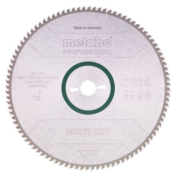 Пильный диск Metabo Multi cut - professional, 315x30, Z96 FZ/TZ, 5°neg