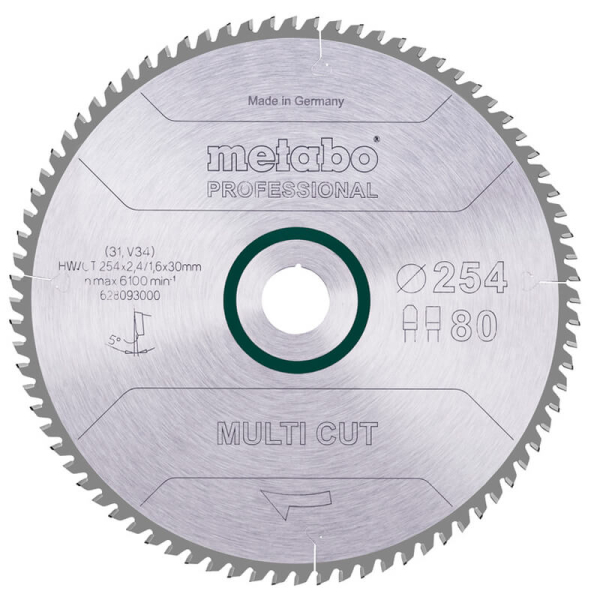 Пиляльний диск Metabo Multi cut - professional, 254x30, Z80 FZ/TZ, 5°