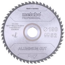 Пильный диск Metabo Aluminium cut - professional, 190x30 Z52 FZ/TZ 5°neg
