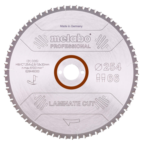 Пиляльний диск Metabo Laminate cut - professional, 254x30 Z66 FZ/TZ 0°