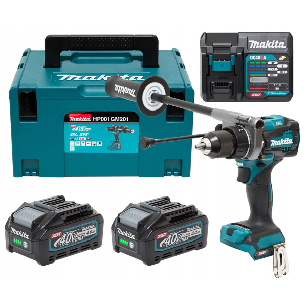 Аккумуляторная ударная дрель-шуруповерт Makita HP001GM201, 2x4.0 Ah, DC40RA, кейс Makpac