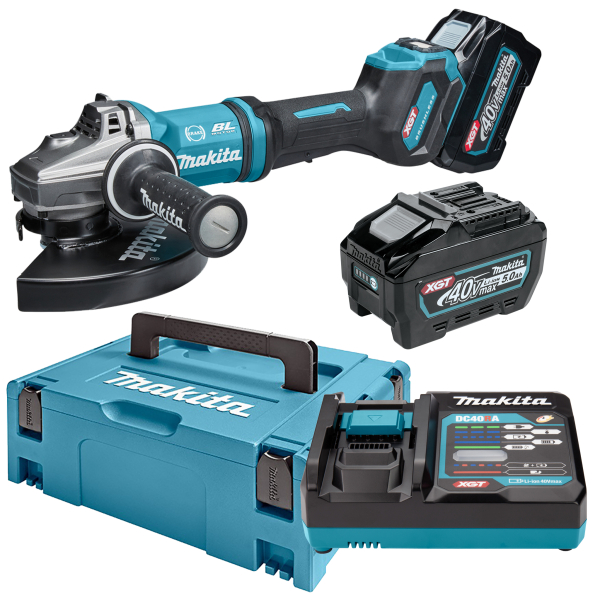 Аккумуляторная угловая шлифмашина Makita GA038GT201, 2x5.0 Ah, з/у, кейс