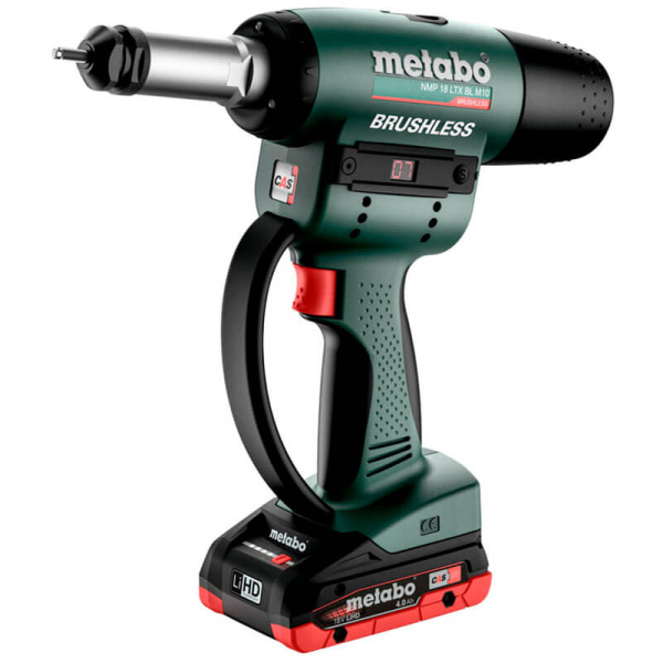 Аккумуляторный заклепочный пистолет Metabo NMP 18 LTX BL M10, 2хLiHD 4.0Ah, з/у, MetaBOX 145 M