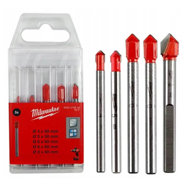 Набір свердел по склу та плитці Milwaukee 4-8 мм, 5 шт