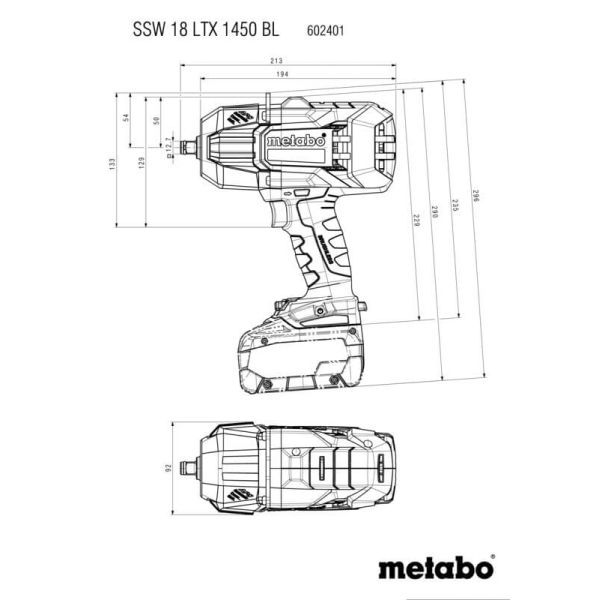 Аккумуляторный гайковерт Metabo SSW 18 LTX 1450 BL, каркас