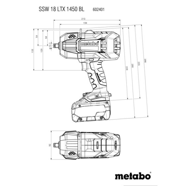 Акумуляторний гайковерт Metabo SSW 18 LTX 1450 BL, 2x5.5 Ah, з/п ASC 145, в metaBOX 145 L