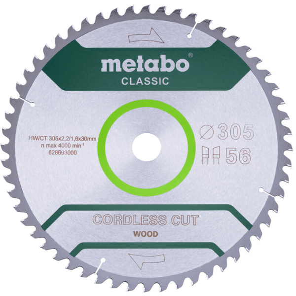 Пиляльний диск Metabo Cordless cut wood - classic, 305x30 Z56 WZ 5°