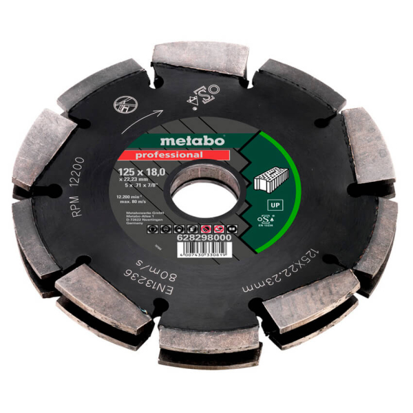 Алмазний фрезерний диск Metabo Professional UP, 125x18x22,23 мм, універсальний