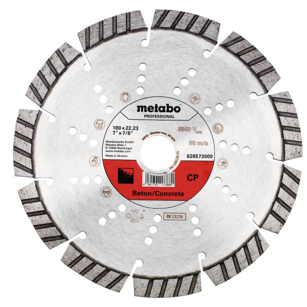 Алмазный отрезной диск по бетону Metabo CP 180x22,23 мм